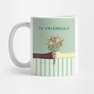 Different hands holding a bouquet together - To Friendship Mug